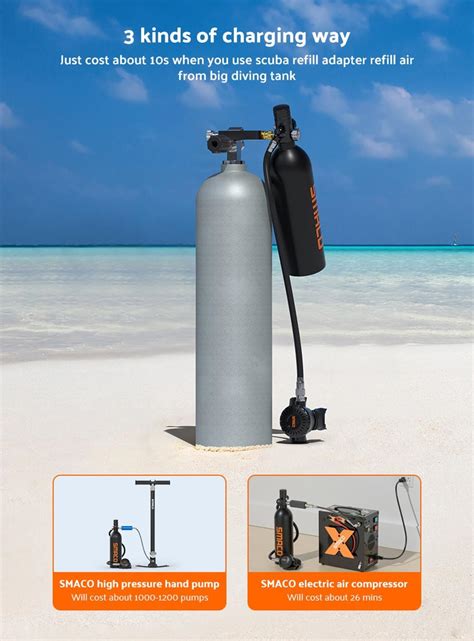 SMACO S400 Plus 1L Mini Scuba Diving Tank For 15 20 Minutes Using Time