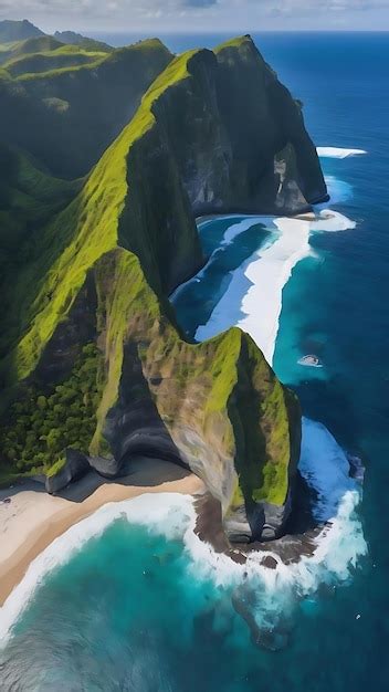 Premium Ai Image Aerial View Of Kelingking Beach In Nusa Penida