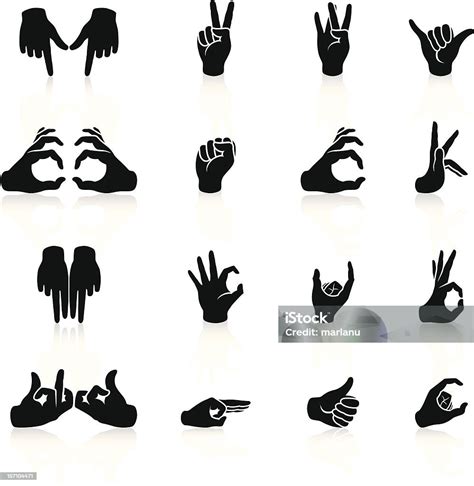 Gangs Hand Sign Icons Black Series Stock Illustration - Download Image ...