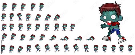 Zombie Game Character Sprites เวกเตอร์สต็อก Adobe Stock