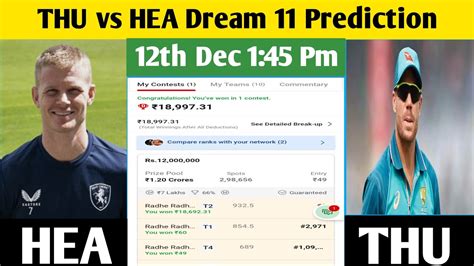 Thu Hea Dream Prediction Thu Vs Hea Dream Sydney Thunders