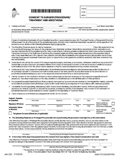 Fillable Online Admitting Formsnew York Eye Ear Fax Email Print