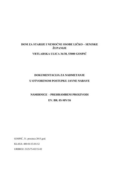 Pdf Dokumentacija Za Nadmetanje U Otvorenom Postupku Fileotvoreni