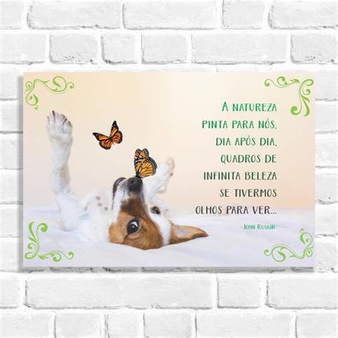 Quadro Decorativo Cachorro E Borboleta 30x40cm PVC MadeiraMadeira