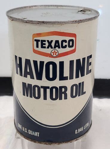 Vintage Original Advertising Havoline Texaco Motor Oil Empty Metal Can 1 Quart 4575008885