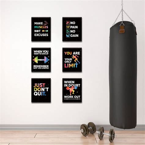 HLNIUC Motivational Gym Wall Art,Inspirational Workout Room Wall Decor ...