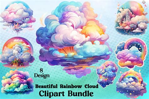 Beautiful Rainbow Cloud Clipart Graphic by Bundle · Creative Fabrica