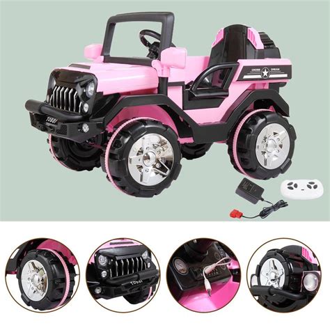 Pink Kids 12v Rc Electric Powered Jeep Wrangler With Parent Remote