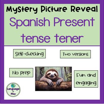 Tener Present Tense Conjugation Spanish Mystery Picture Reveal Activity