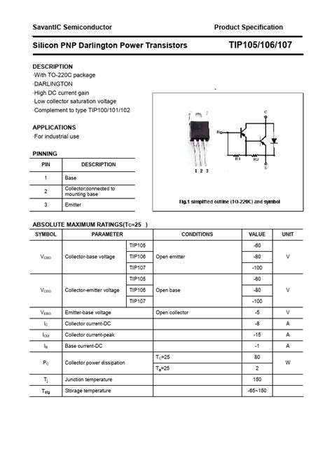 TIP105 SavantIC Transistors Distributor Stock And Best Price