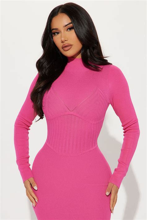 Jill Sweater Midi Dress Hot Pink Fashion Nova Dresses Fashion Nova