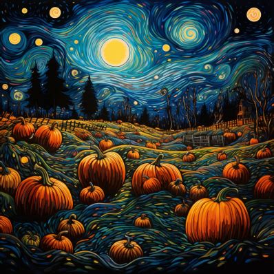 Pumpkin Patch On A Starry Night – Diamond Painting