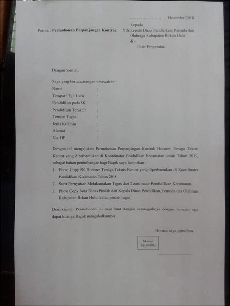 Surat Permohonan Perpanjangan Kontrak Sewa