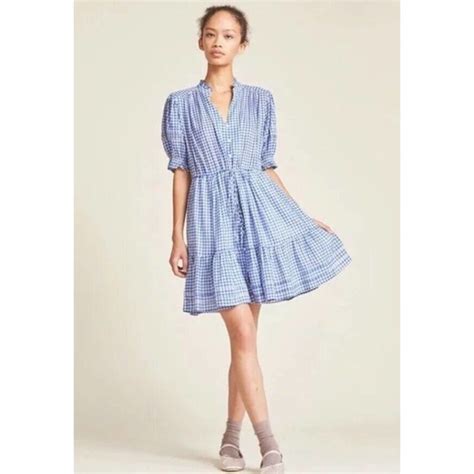 Trovata Dresses Trovata Birds Of Paradis Sz M Medium Blue Gingham