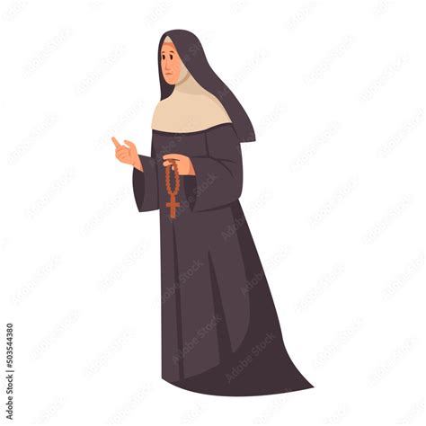 Nun. Female nun in black Catholic cassock. Icon, clipart for website ...