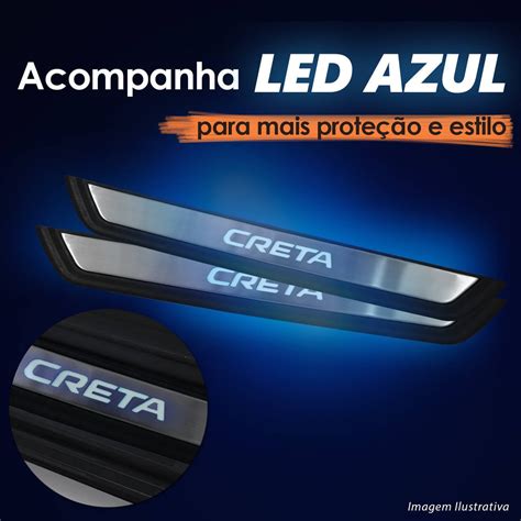 Kit Soleira Led Azul Hyundai Creta Em A O Inox Escovado Parcelamento