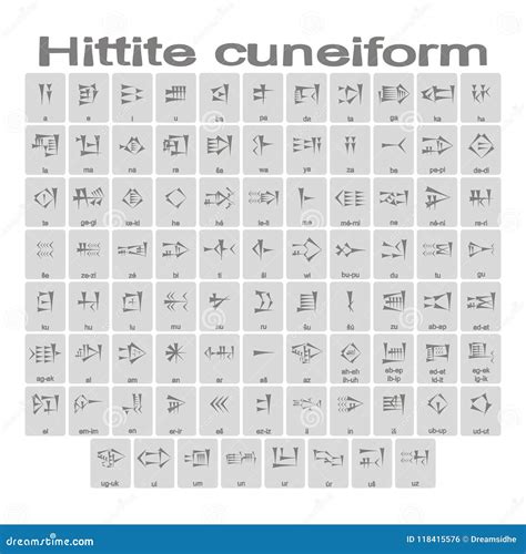 Set Of Monochrome Icons With Hittite Cuneiform Alphabet Stock Vector