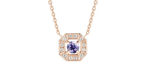 Anhänger 18K Roségold Tansanit Art Déco Rond 4 mm Gemmyo