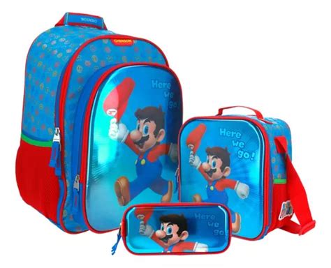 Kit Mochila Lonchera Y Lapicera Chenson Super Mario Bros Para Ni O De