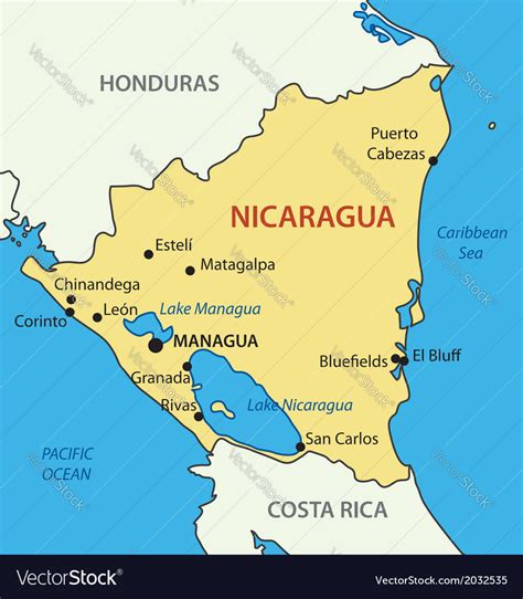 Republic Nicaragua Map Royalty Free Vector Image