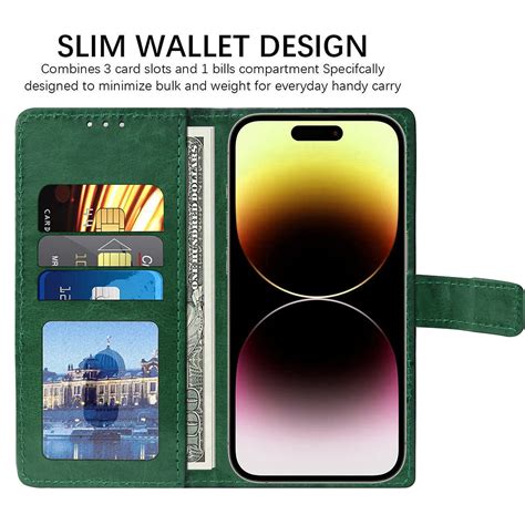 Casotec Flip Cover Back Case For Apple Iphone 14 Pro Max Premium Leather Finish Inbuilt