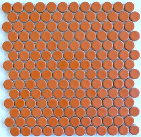 Sherbet Orange Moddotz Tile Mosaic Rounds Round Tiles Penny Round Tiles Glass Mosaic Tiles