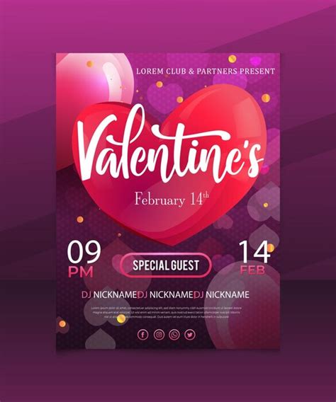 Premium Vector Valentines Day Music Party Invitation Card Flyer Or