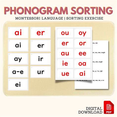 Phonogram Sorting Activity Montessori Language Dwyer Approach Etsy