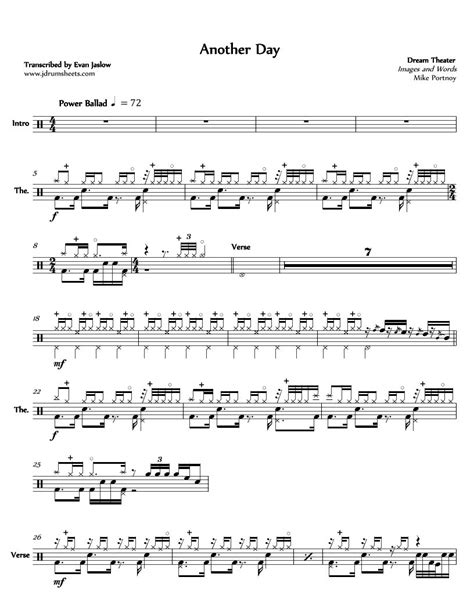 Amazon Dream Theater Another Day Drum Sheet Music Jds Dream