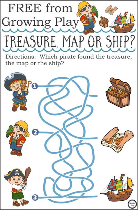 Treasure Map Or Ship Pirate Maze Growing Play