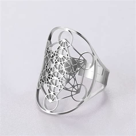 Anillo Cubo De Metatron En Acero Quir Rgico