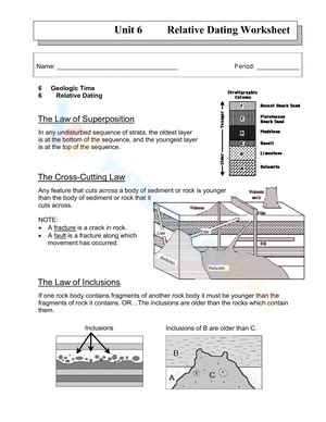 Relative Dating Answer Key Worksheets