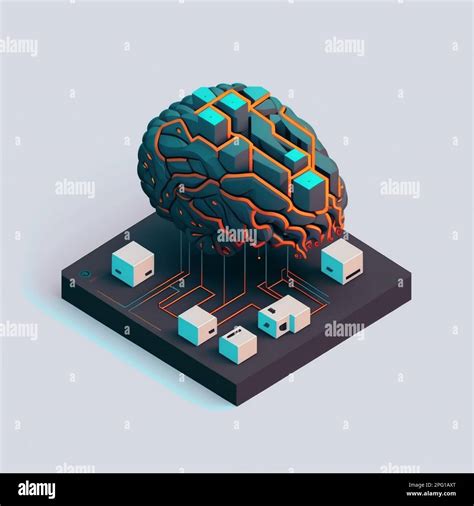 Illuminazione Isometrica Del Cervello Umano Robotico Con I Circuiti