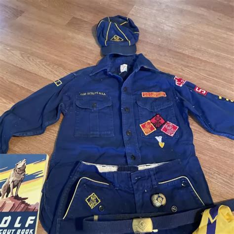 Vintage Bsa Cub Scout Uniform Shirt With Patches S Belt B