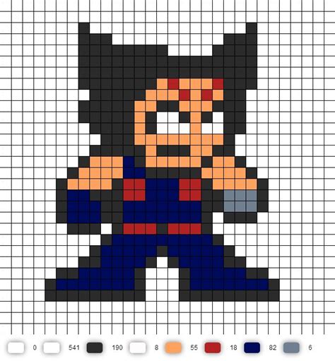 Age Of Apocalypse Wolverine Perler Bead Pattern Pixel Art Grid