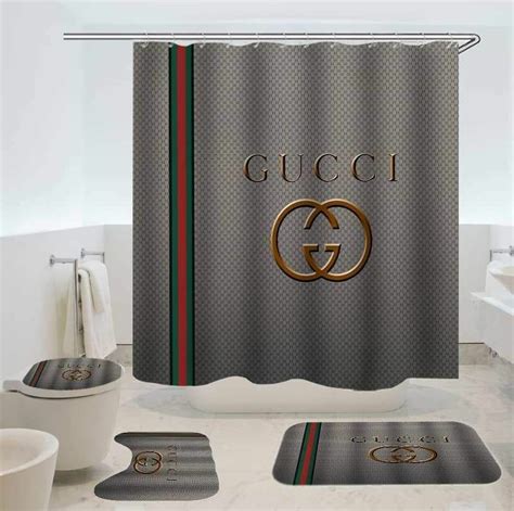 Gucci Luxury 1 Shower Curtain Waterproof Luxury Bathroom Mat Set Luxury