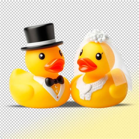 Premium PSD Psd Yellow Rubber Ducks Just Married On A Transparent