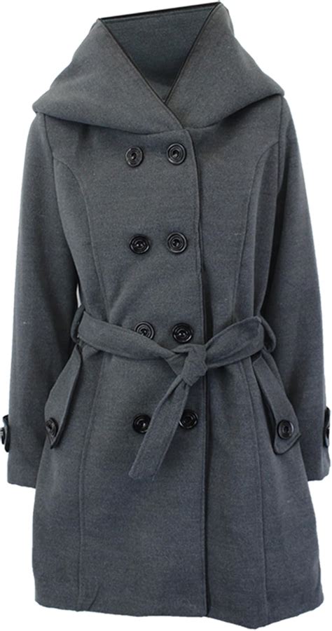 Damen Frauen Woll Mantel Jacke Mit Kapuze Und G Rtel In Der Taille