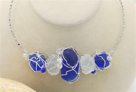 Rare Cobalt Blue Statement Piece Necklace Cobalt Sea Glass Etsy