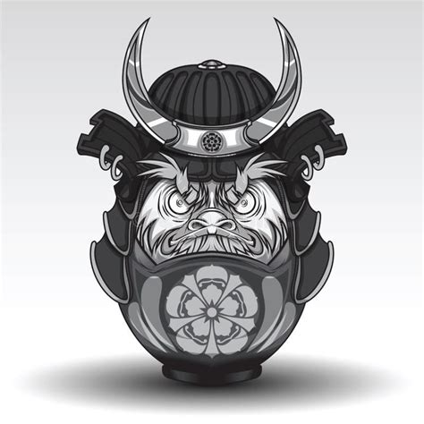 Logotipo Samurai Barbudo Preto E Branco Ilustração do Vetor