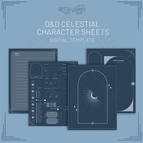 Celestial Dnd 5e Campaign Journal Character Sheets Pdf Etsy