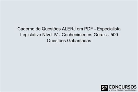 Prova Alerj 2016 Pdf - Caderno de Questões ALERJ em PDF - Especialista Legislativo Nível IV ...