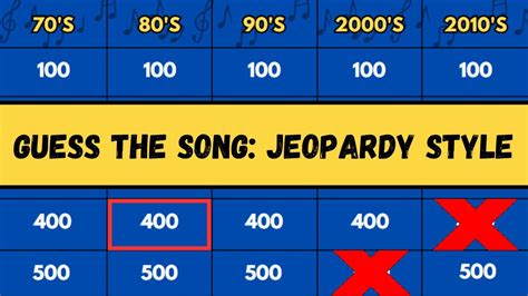 Guess The SONG Jeopardy Style Game Trivia Quiz Challenge YouTube