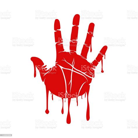 Blood Hand Print Isolated On White Background Horror Scary Blood Dirty