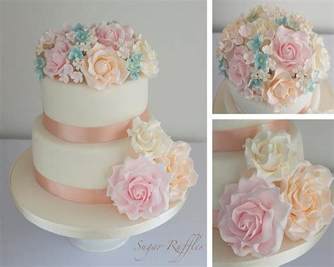 Floral Wedding Cake Decorated Cake By Sugar Ruffles Cakesdecor