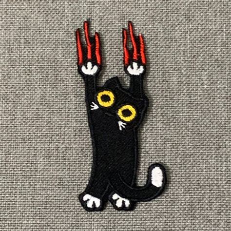 Black Cat Patches Iron On Patches Cat Iron On Patch Patches Etsy