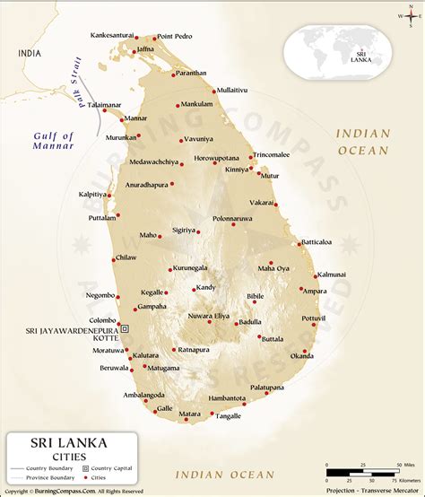 Sri Lanka Cities Map Hd