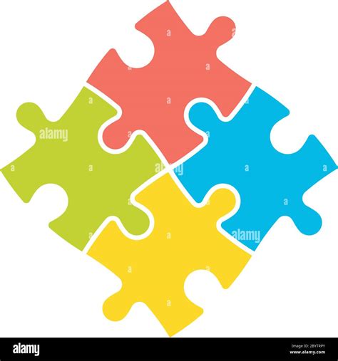 4 colorful jigsaw puzzle pieces. Team cooperation, teamwork or solution ...