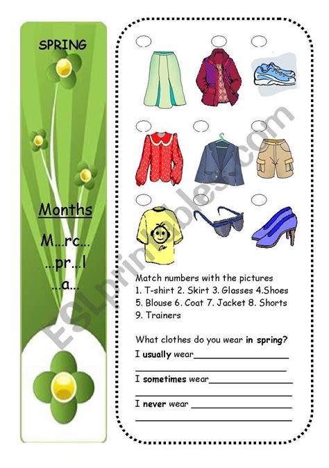 Clothes Seasons Part 3 4 Esl Worksheet By Ladzoya