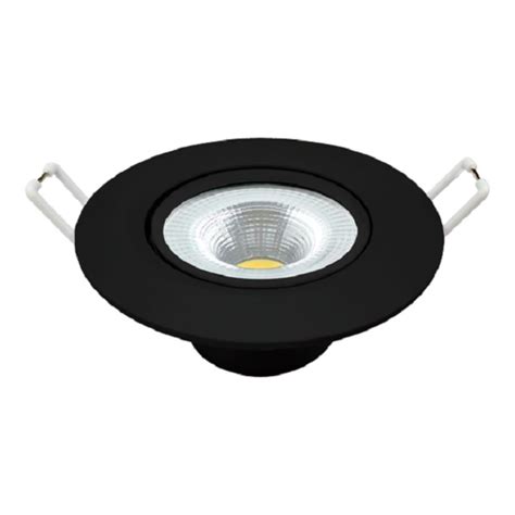 Spot de Embutir Direcionável Led 5W Redondo Preto Branco Quente 3000K